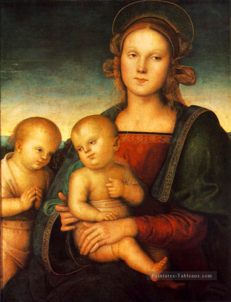 Vierge à l’Enfant et Petit Saint Jean 1497 Renaissance Pietro Perugino Peintures à l'huile